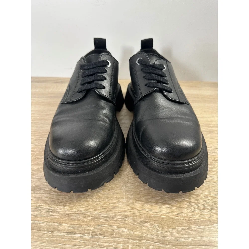 COS Black Chunky Leather Derby Shoes Lug Sole Oxfords Made in Portugal Size 41